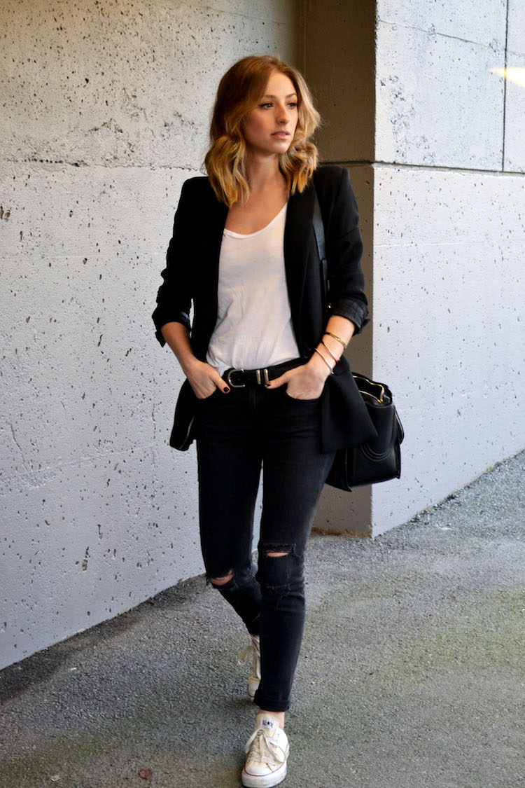 everyday casual chic outfit, the august diaries, top vancouver fashion and style blog, mango blazer, rag and bone distressed jeans, converse shoes, ombre hair6