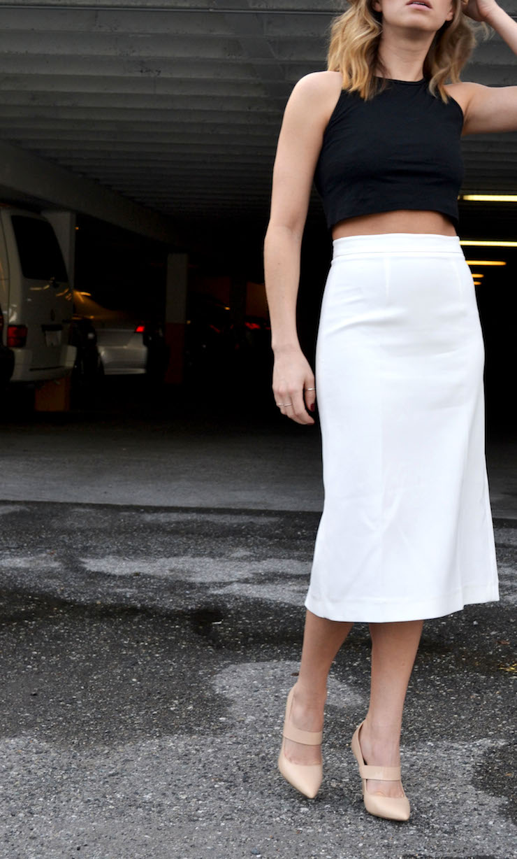 crop top, midi white skirt zara, ss 14 trend, runway, nude pumps forever 21, ombre hair, vancouver style and fashion blog3