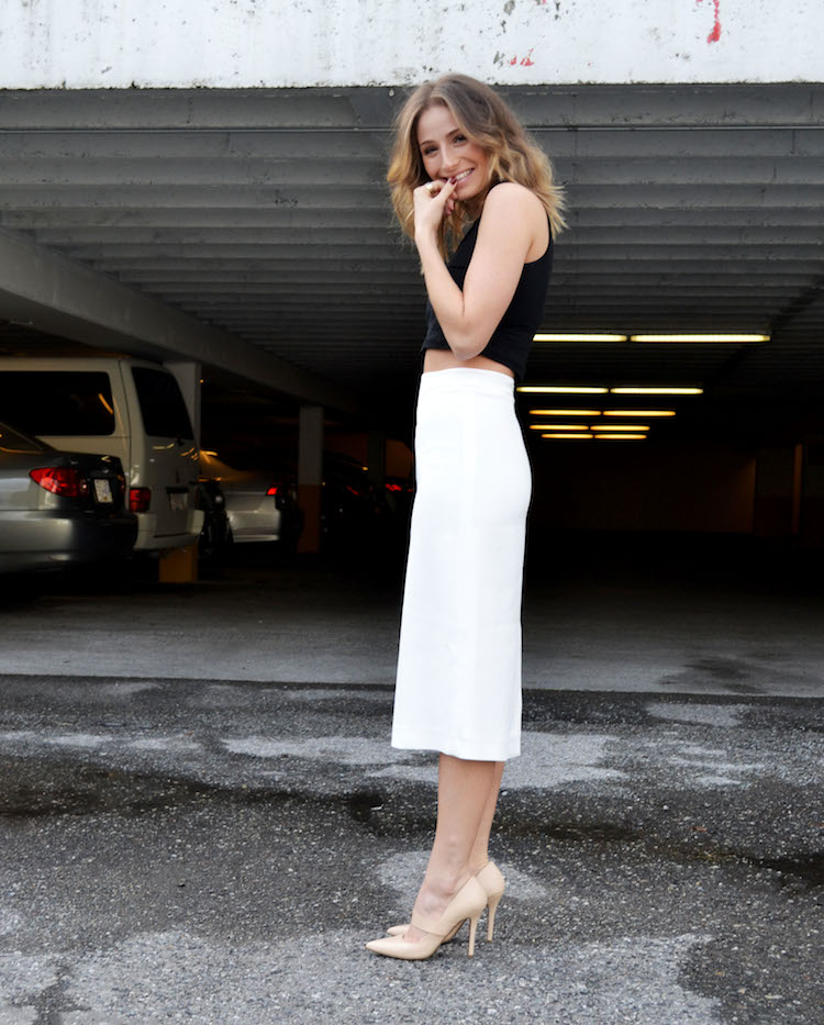 crop top, midi white skirt zara, ss 14 trend, runway, nude pumps forever 21, ombre hair, vancouver style and fashion blog6