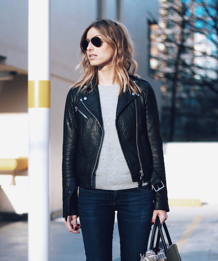 8 must have accessories, ray ban aviator sunglasses, aritzia rumer leather jacket, ombre hair