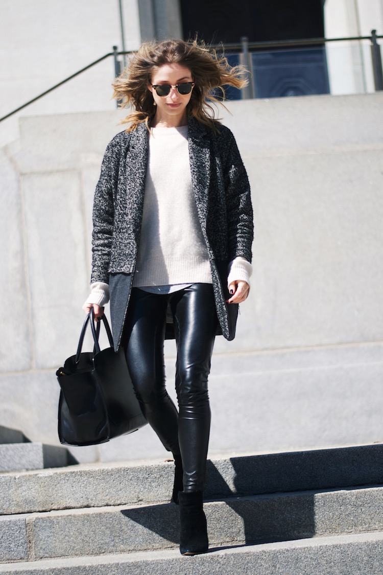 Leather Look Leggings - Grey