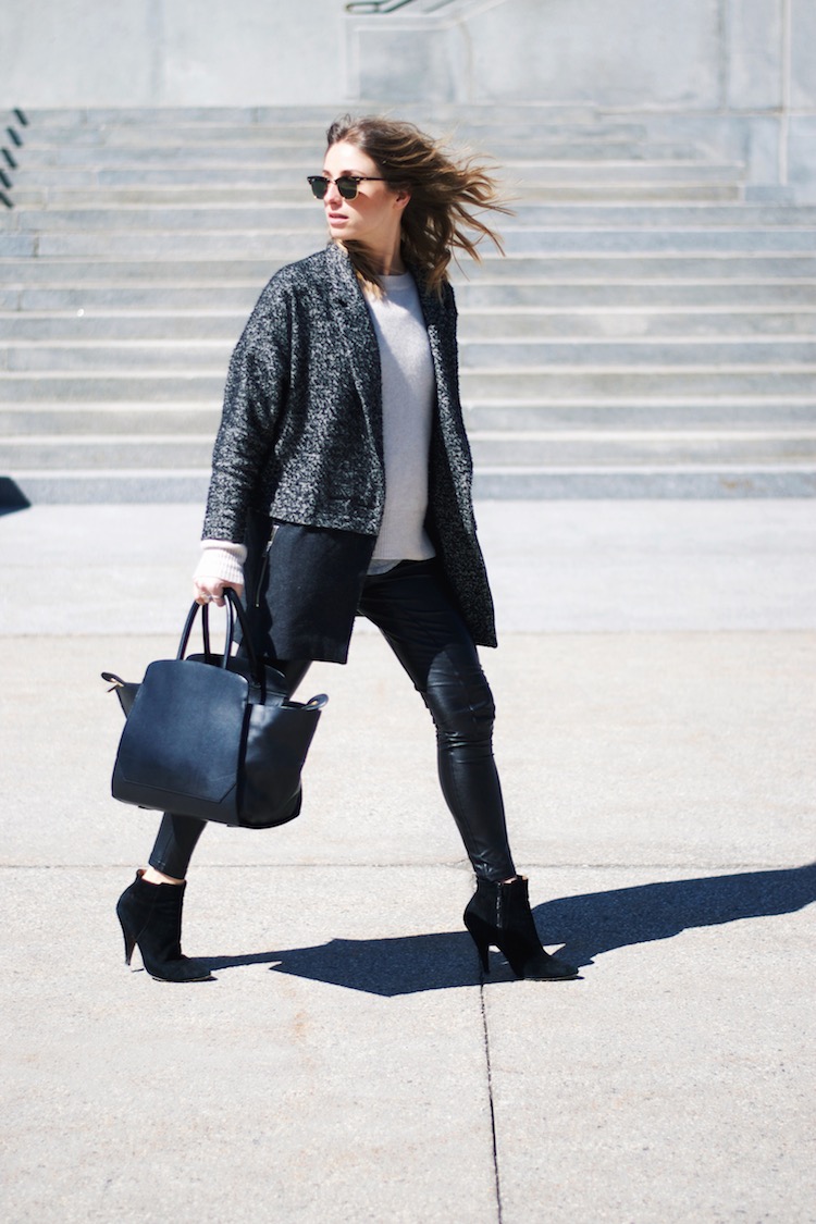 Grey Marl Sweater & Leather Leggings - Life with Emily