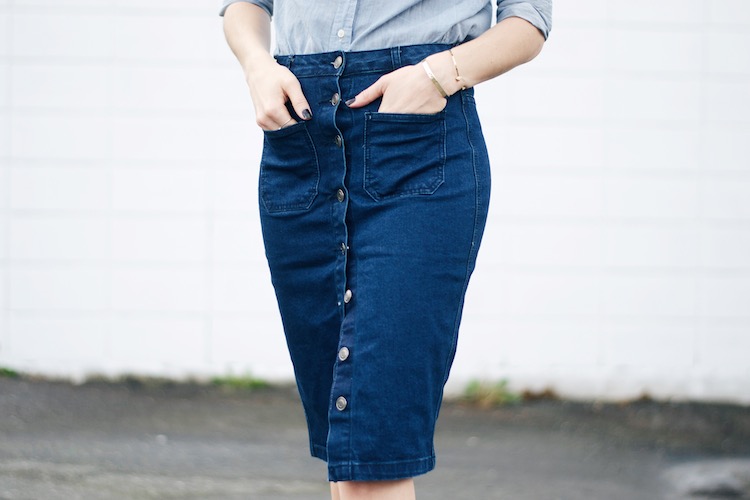 70s denim trend skirt, forever 21