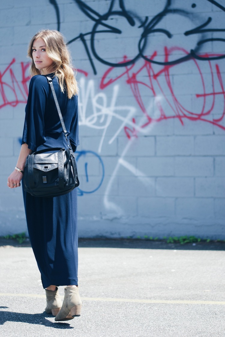 zara navy wrap dress, boho dress, marant dicker boots, date night, proenza schouler ps1 bag