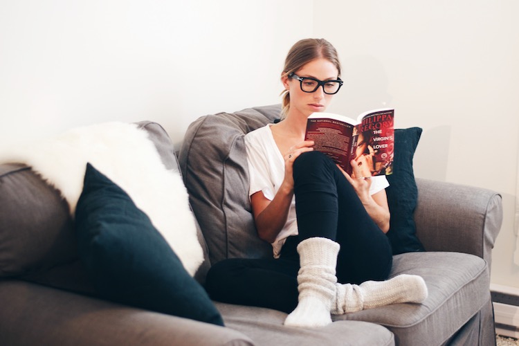 indigo books, phillipa gregory, cozy grey socks