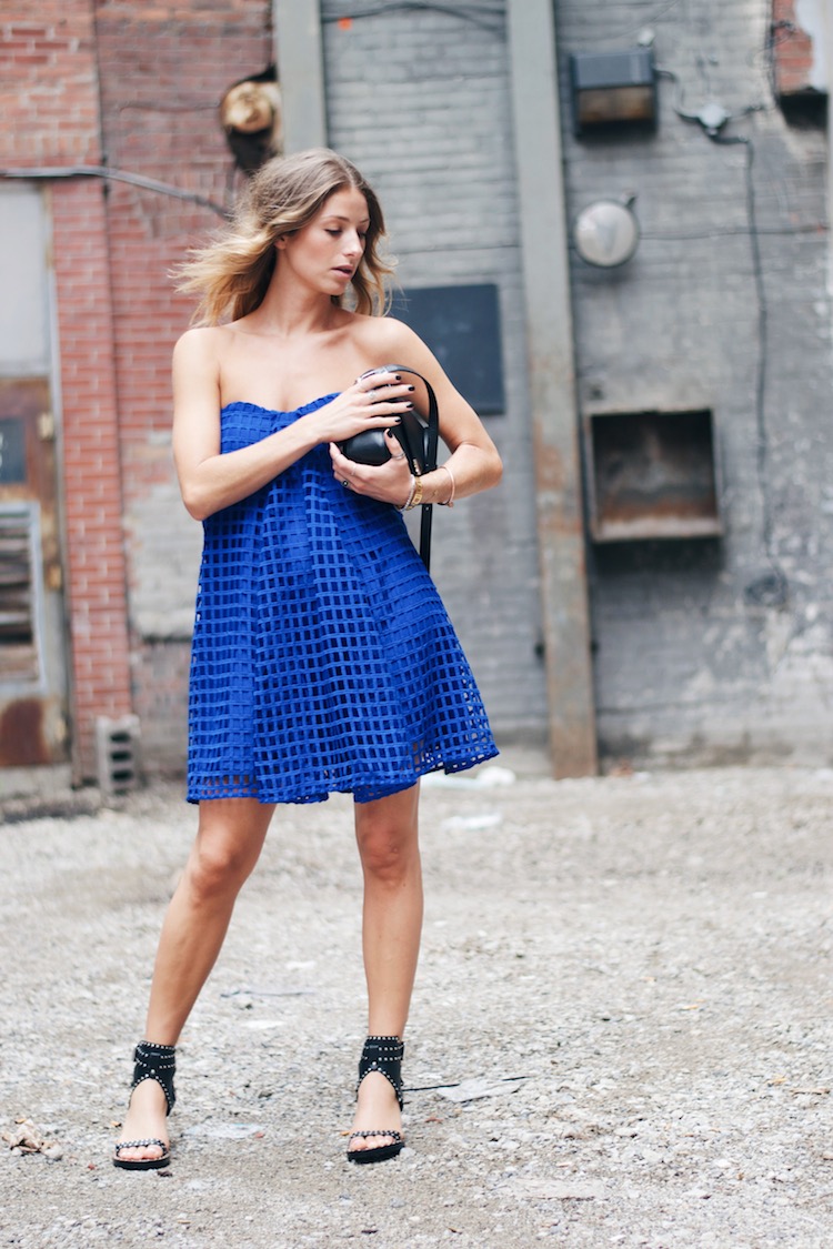 stylestalker blue piano dress, isabel marant sandals