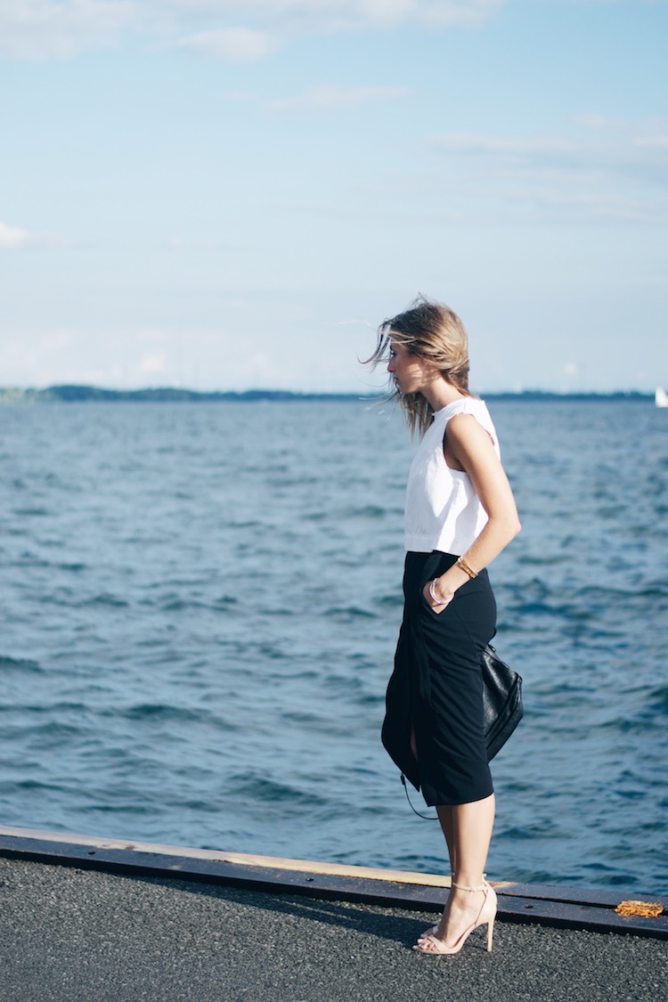 summer wedding chic look, black and white