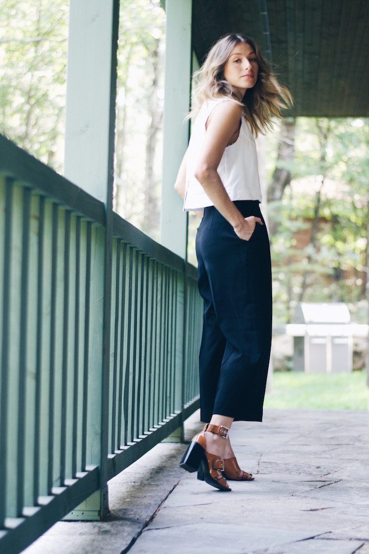 fall office fashion 2015, culottes, white top