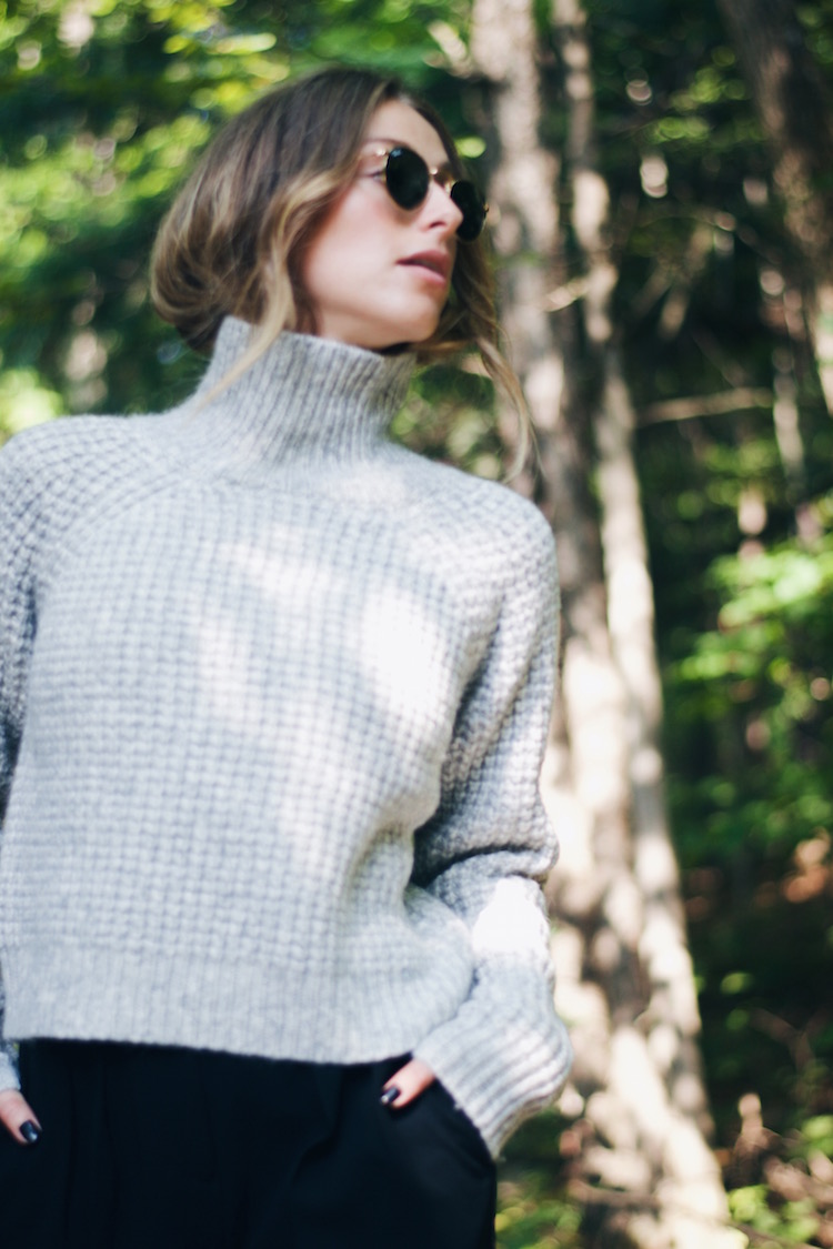 grey turtleneck, fall street style