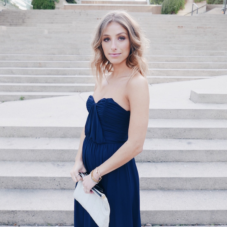 nordstrom vanouver gala, strapless chiffon navy dress