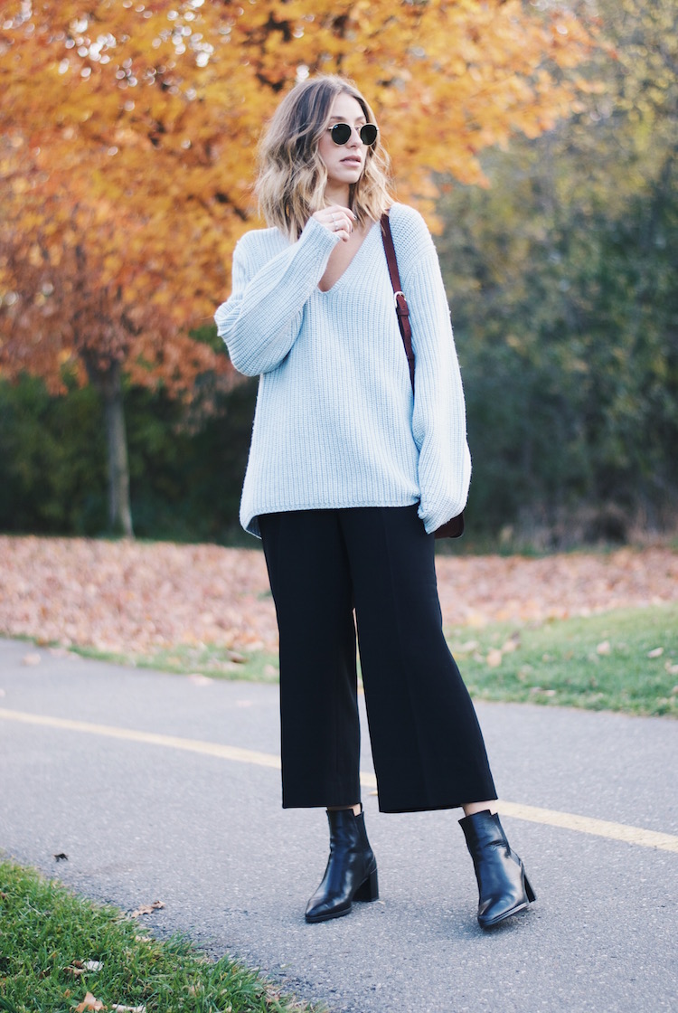 oversized sweater culottes fall fashion aritzia