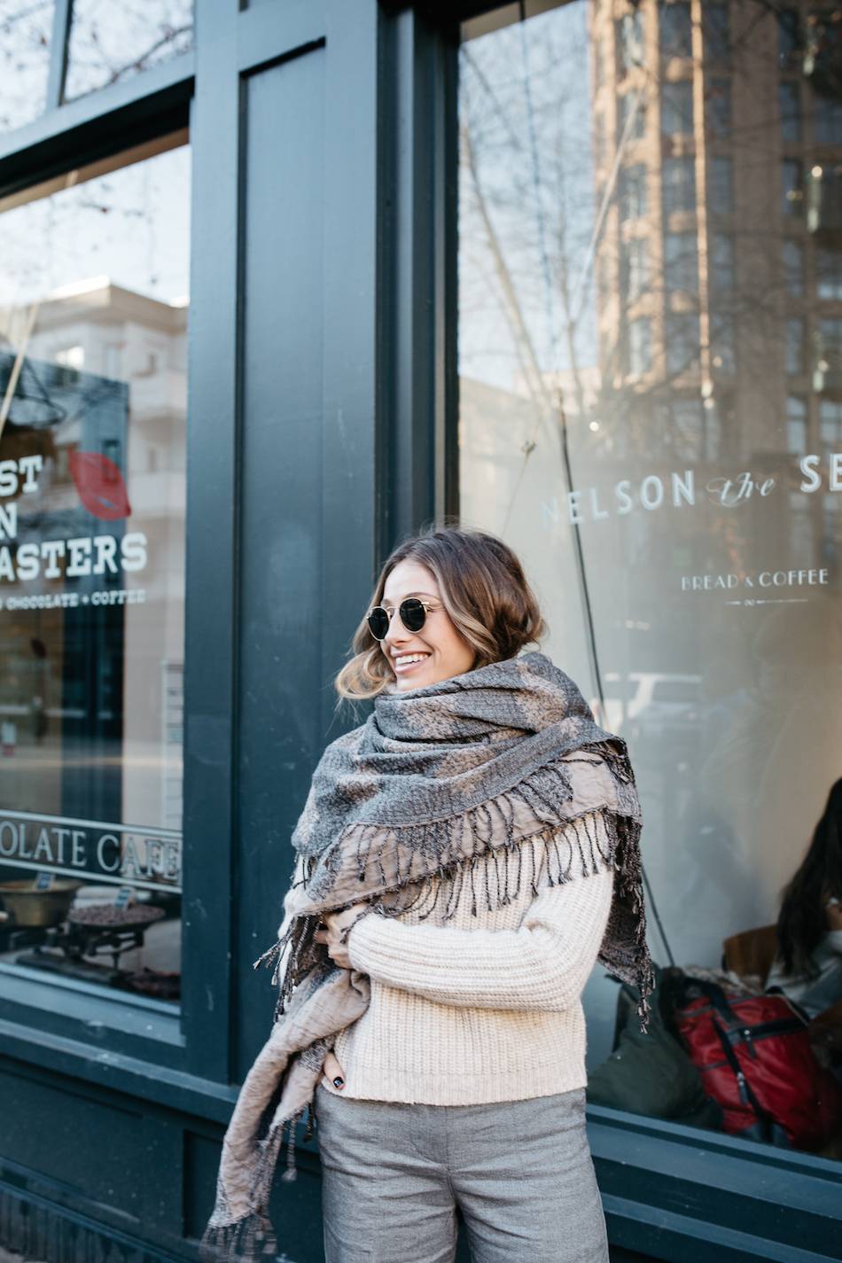 blanket scarf and sweater