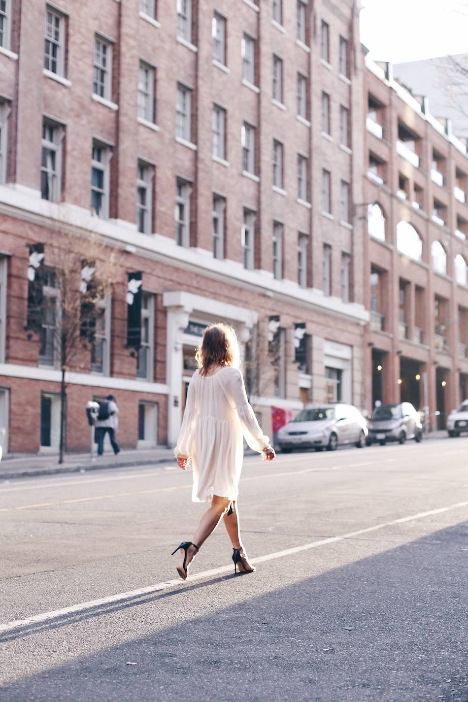 white silk dress