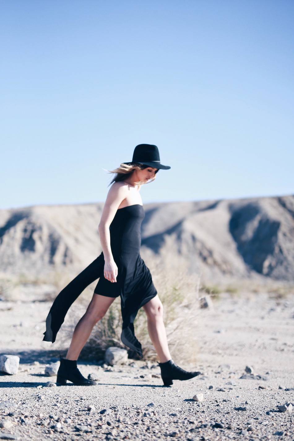 all black outfit in desert 