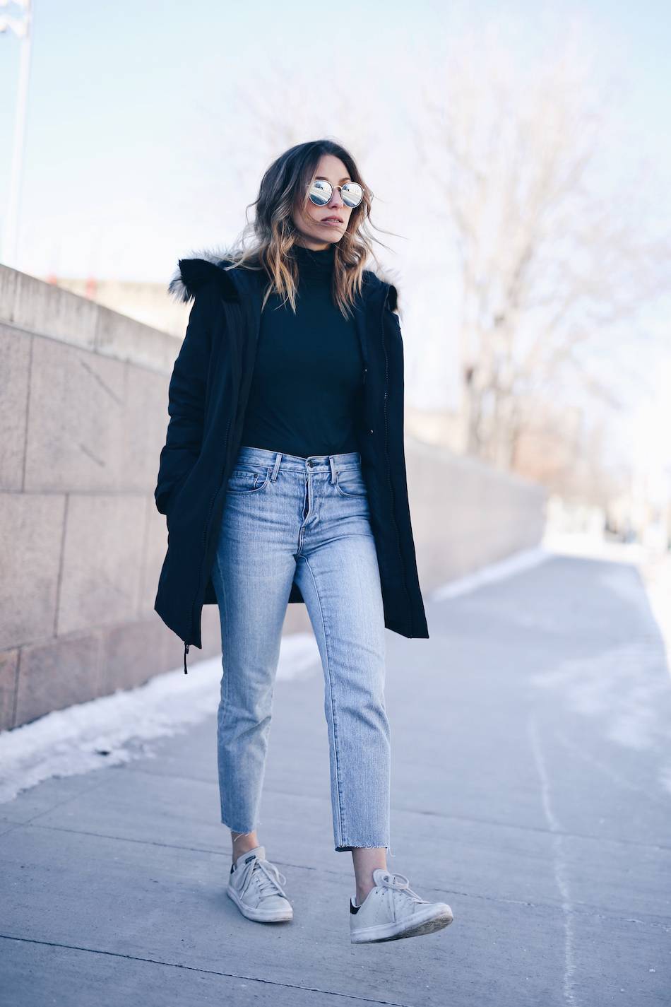 Mom jeans store winter outfit