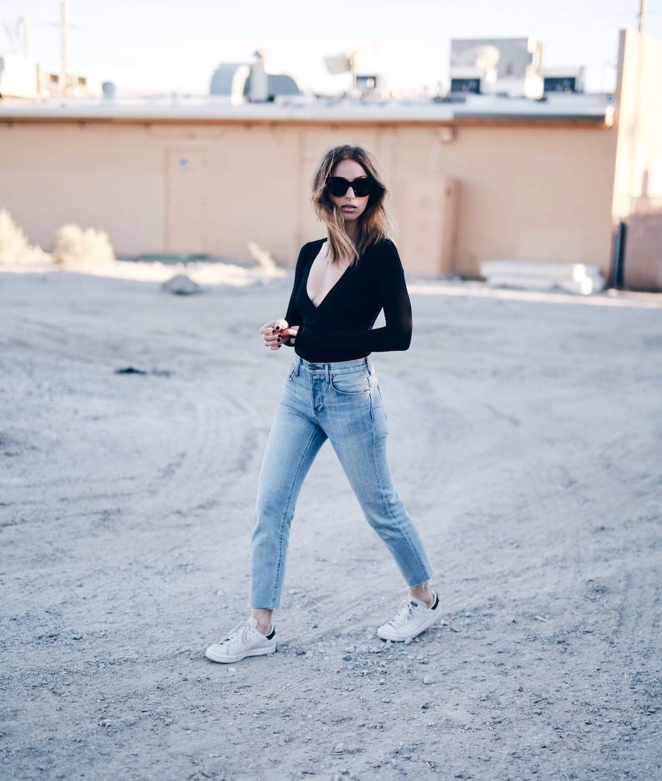 american apparel bodysuit and jeans