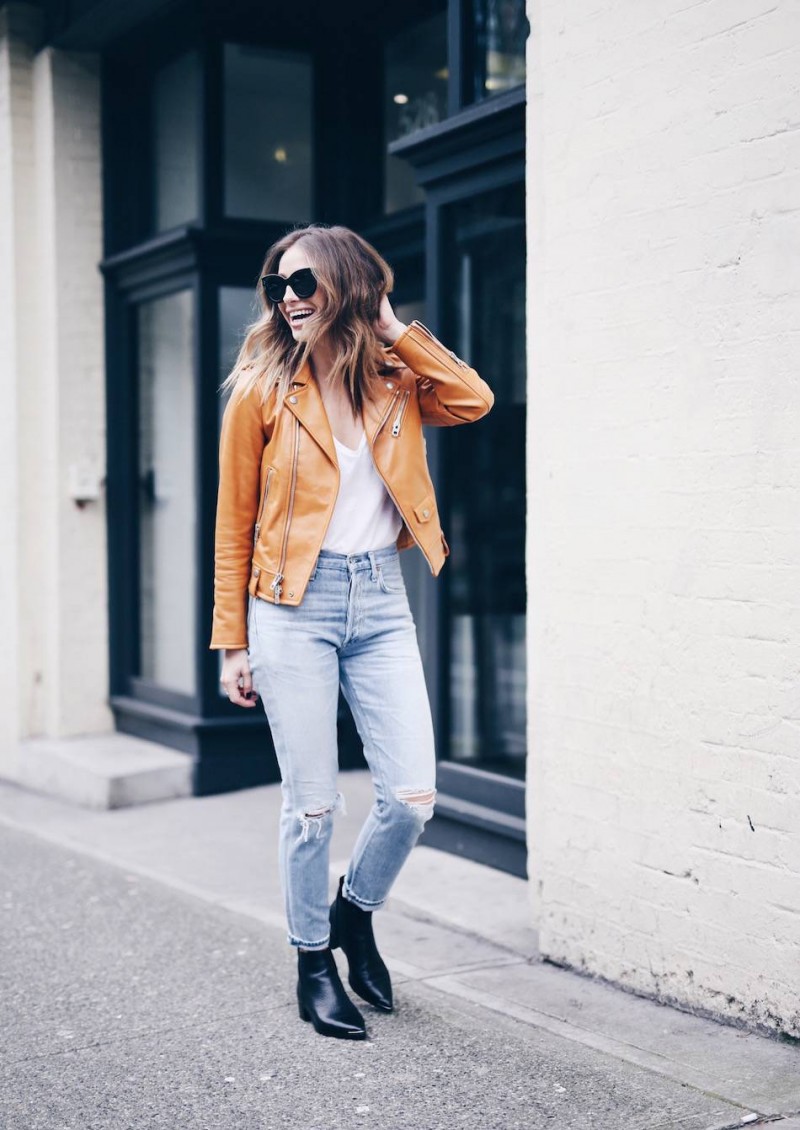 butterscotch leather jacket | The August Diaries