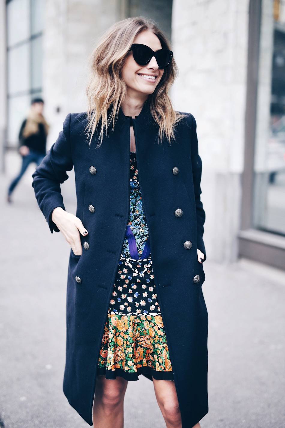 spring floral dress with celine sunglasses