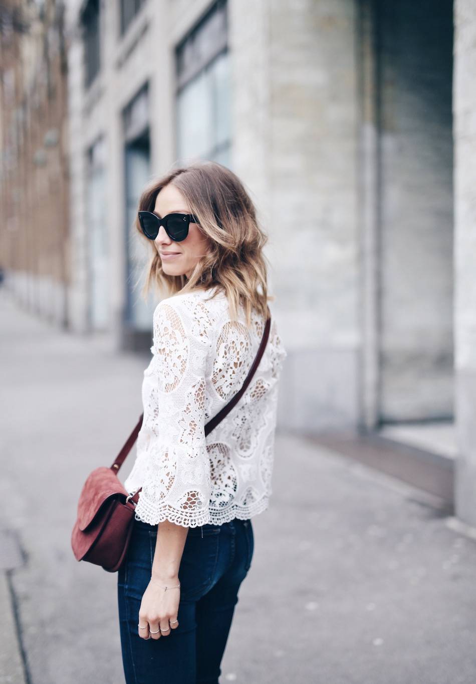 White sheer cheap lace top