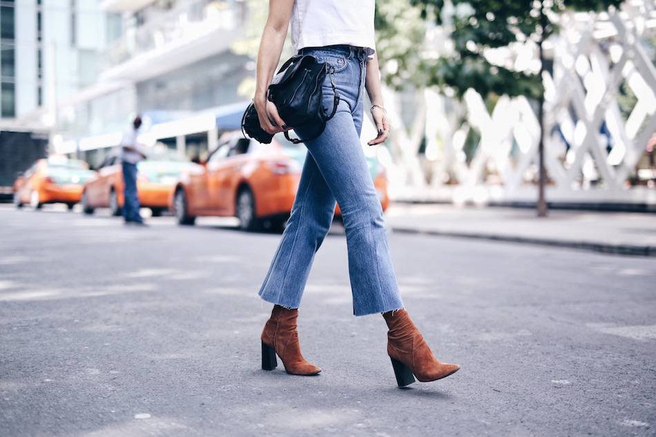 fall trends, cropped flared leandra shop redone jeans