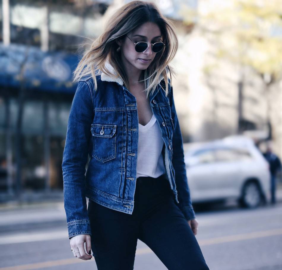 Jean jacket with outlet sweater underneath