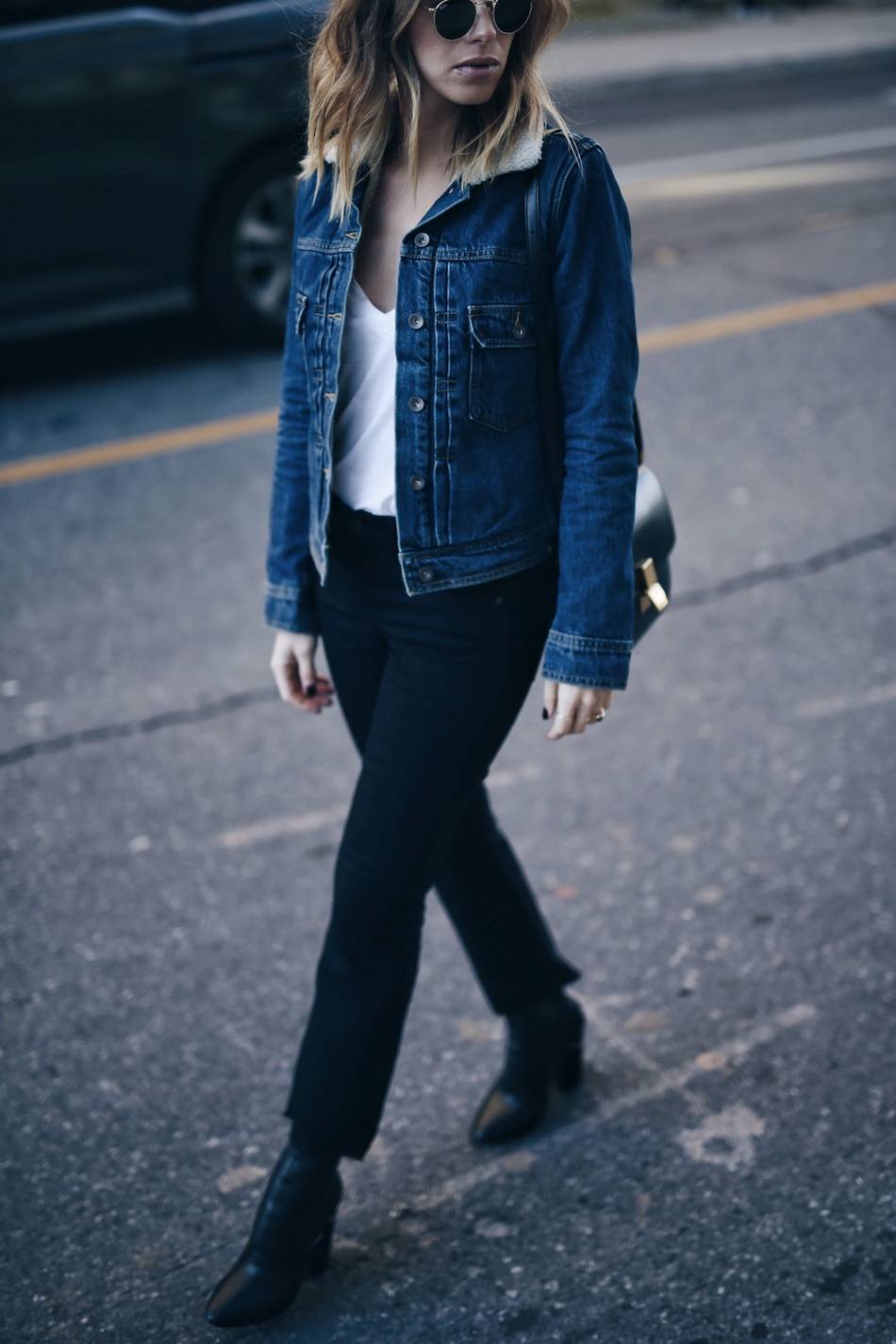 Navy denim 2025 jacket outfit