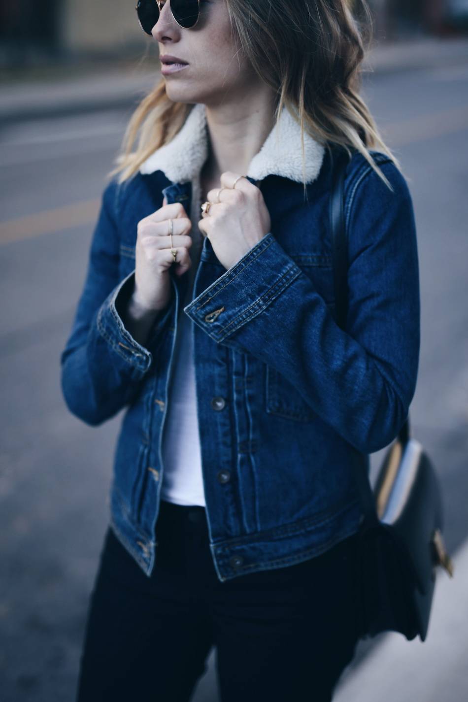 Shearling and denim store jacket