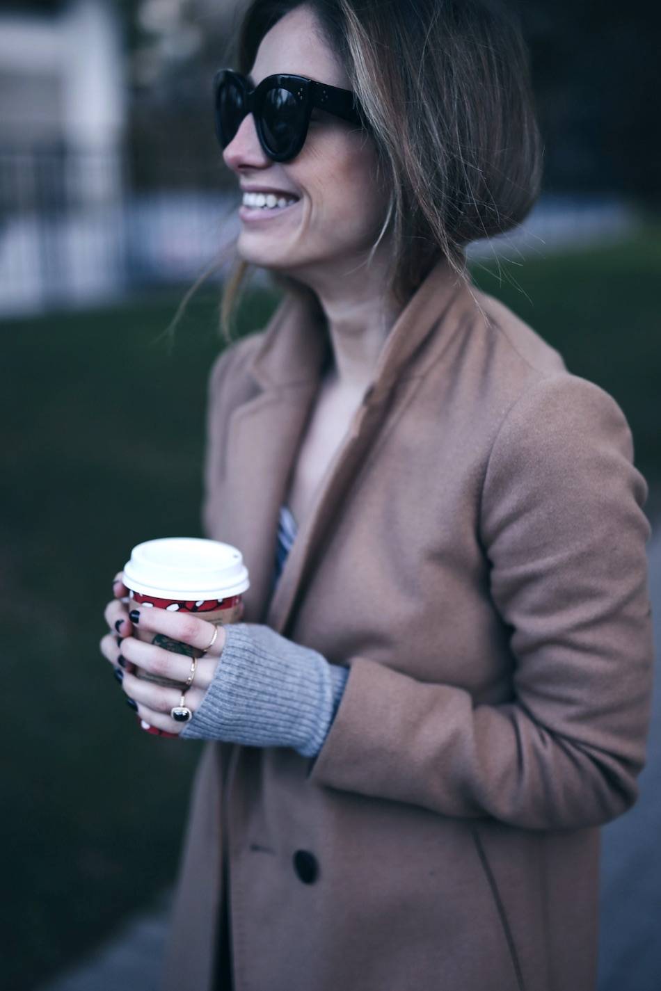 Style and beauty blogger Jill Lansky of The August Diaries in Aritzia stedman camel coat