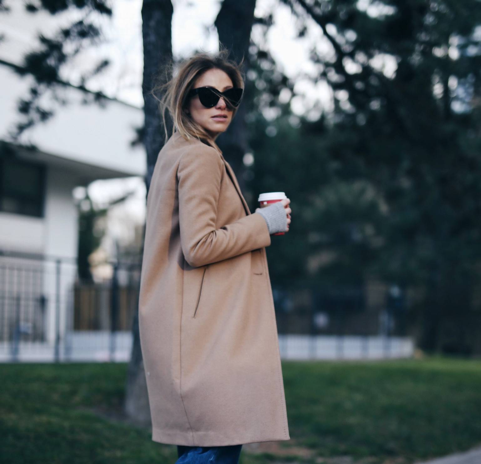 CAMEL COAT + GUCCI LOAFERS