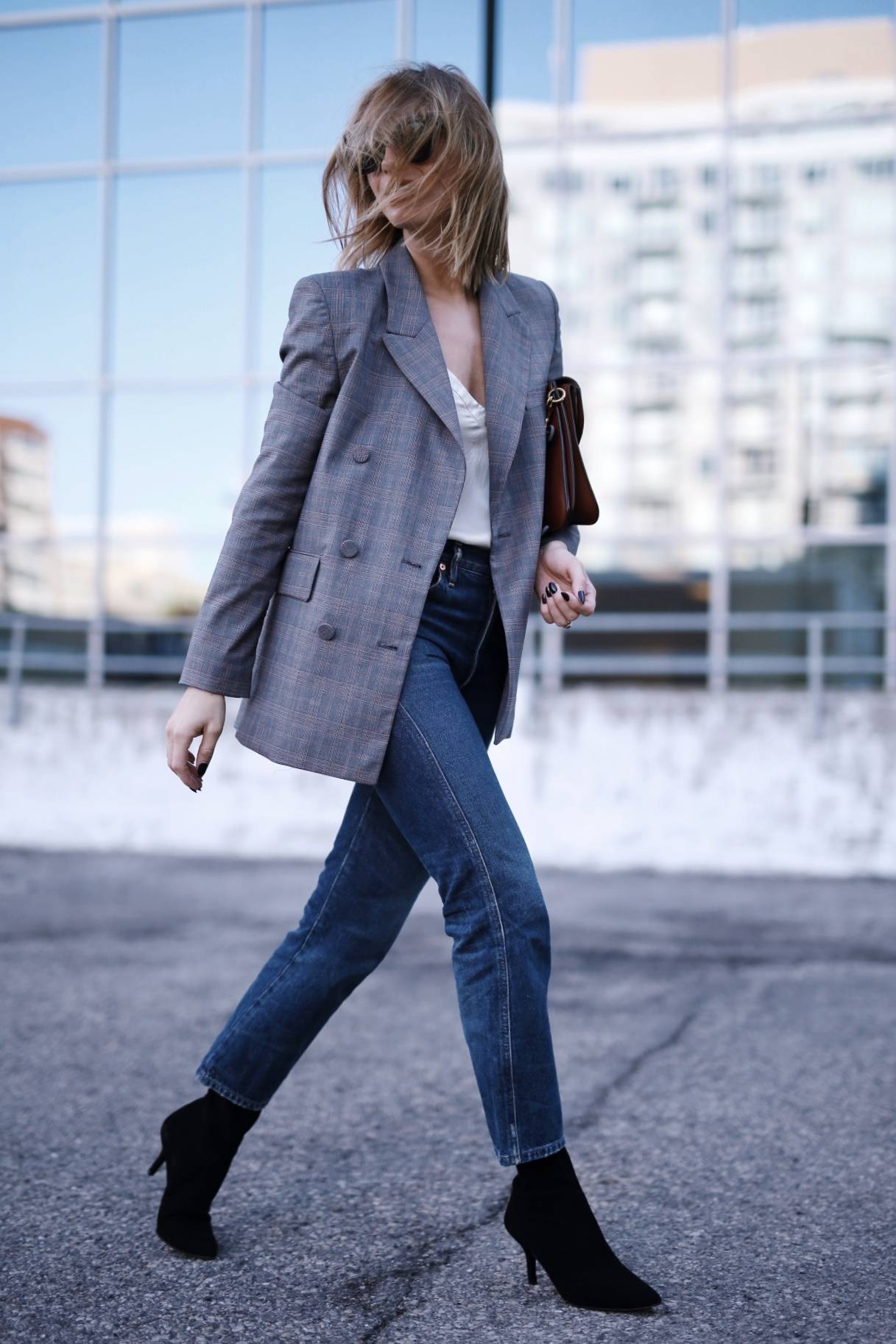 Plaid blazer and on sale jeans